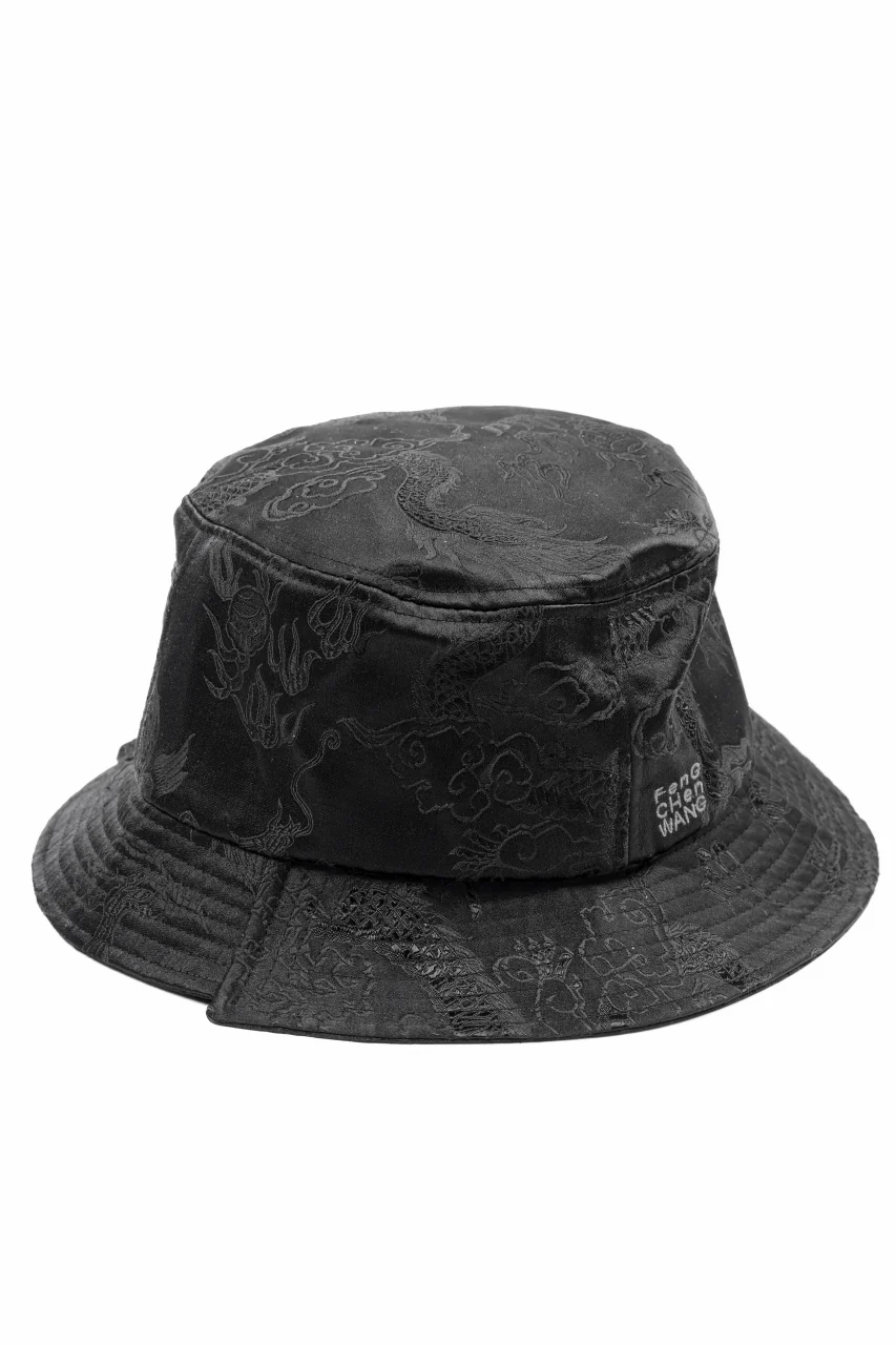 Feng Chen Wang BLACK DRAGON PATTERN SATIN BUCKET HAT (BLACK) - Image 5
