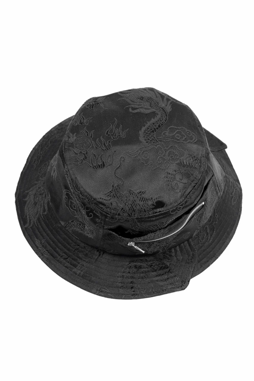 Feng Chen Wang BLACK DRAGON PATTERN SATIN BUCKET HAT (BLACK) - Image 7