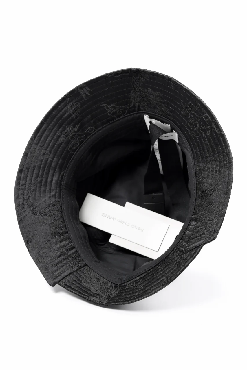 Feng Chen Wang BLACK DRAGON PATTERN SATIN BUCKET HAT (BLACK) - Image 8