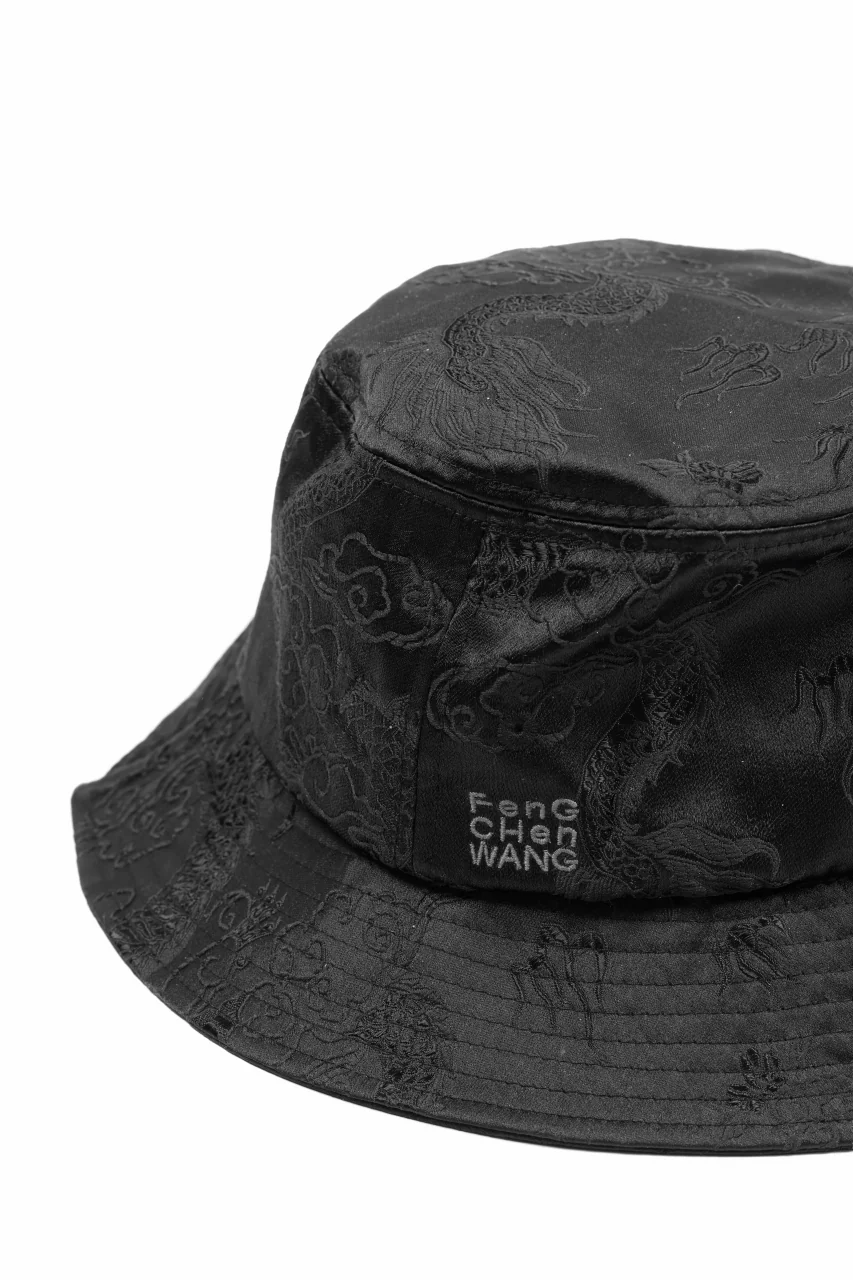 Feng Chen Wang BLACK DRAGON PATTERN SATIN BUCKET HAT (BLACK) - Image 9