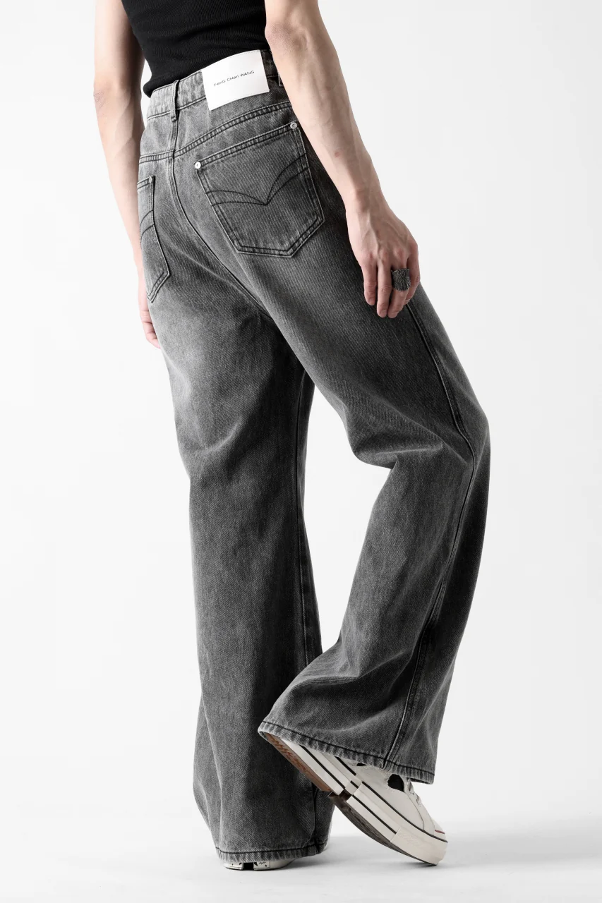 Feng Chen Wang CROSS WAISTBAND STRAIGHT LEG JEANS (BLACK) - Image 10