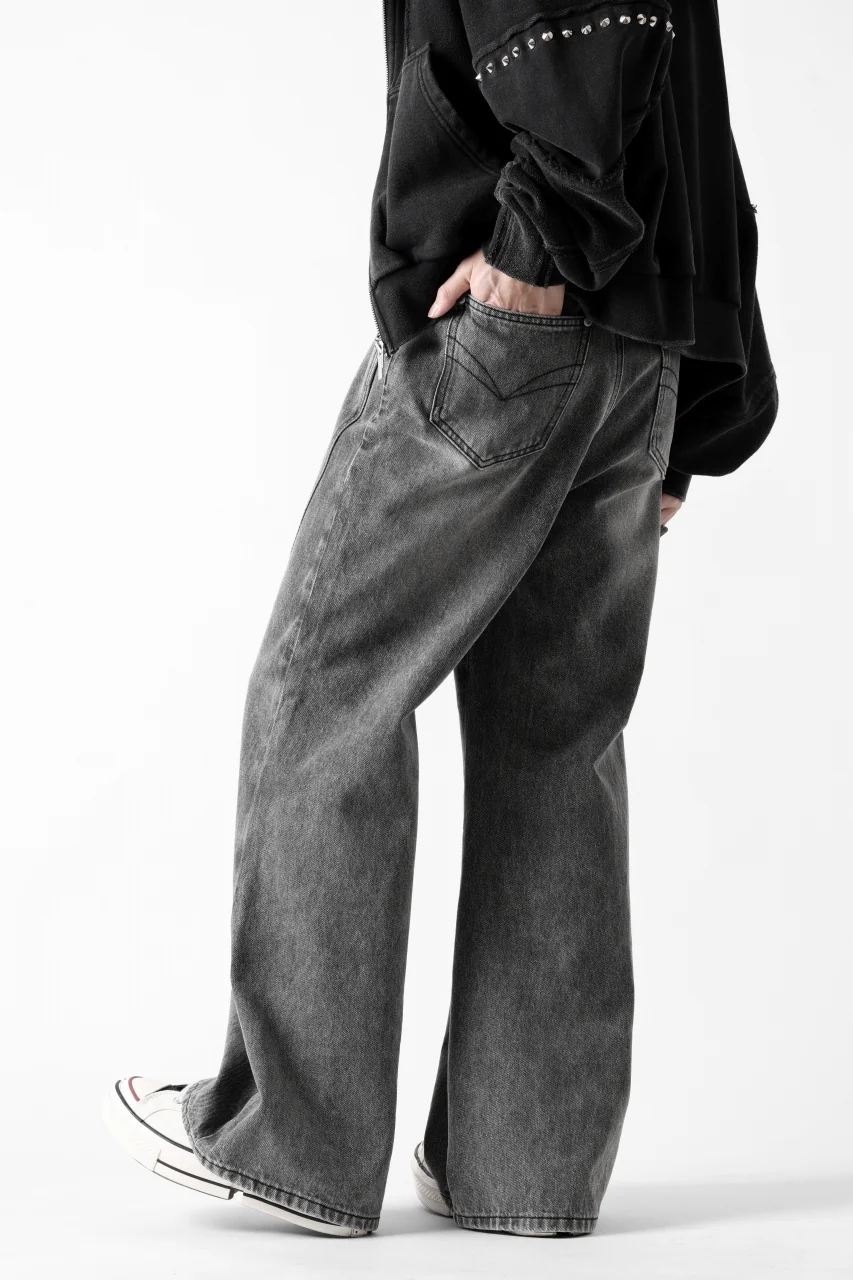Feng Chen Wang CROSS WAISTBAND STRAIGHT LEG JEANS (BLACK) - Image 15