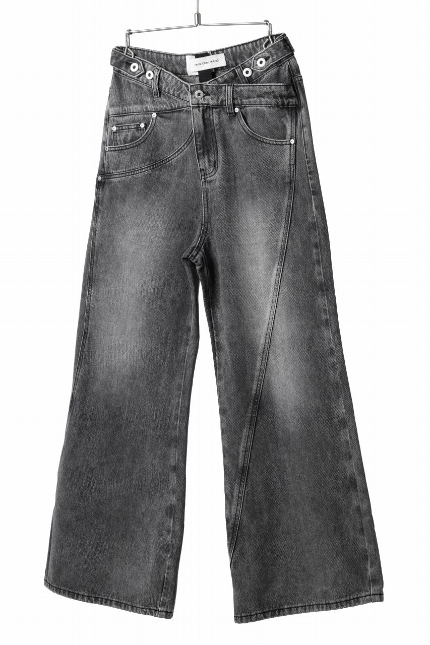Feng Chen Wang CROSS WAISTBAND STRAIGHT LEG JEANS (BLACK) - Image 16