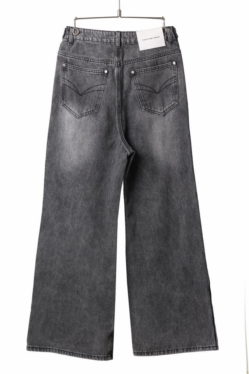 Feng Chen Wang CROSS WAISTBAND STRAIGHT LEG JEANS (BLACK) - Image 17