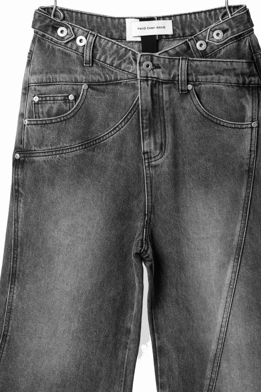 Feng Chen Wang CROSS WAISTBAND STRAIGHT LEG JEANS (BLACK) - Image 18
