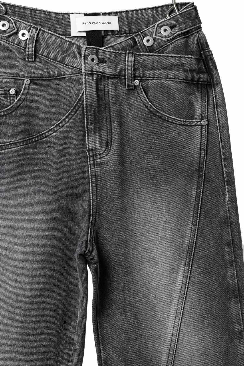Feng Chen Wang CROSS WAISTBAND STRAIGHT LEG JEANS (BLACK) - Image 19