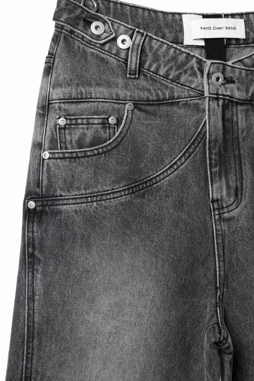 Feng Chen Wang CROSS WAISTBAND STRAIGHT LEG JEANS (BLACK) - Image 21