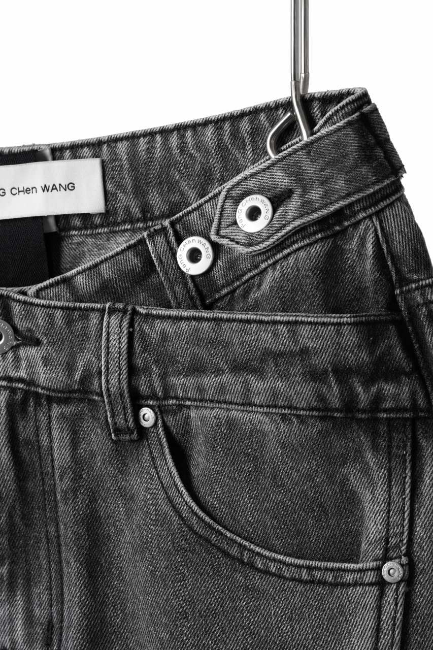 Feng Chen Wang CROSS WAISTBAND STRAIGHT LEG JEANS (BLACK) - Image 22