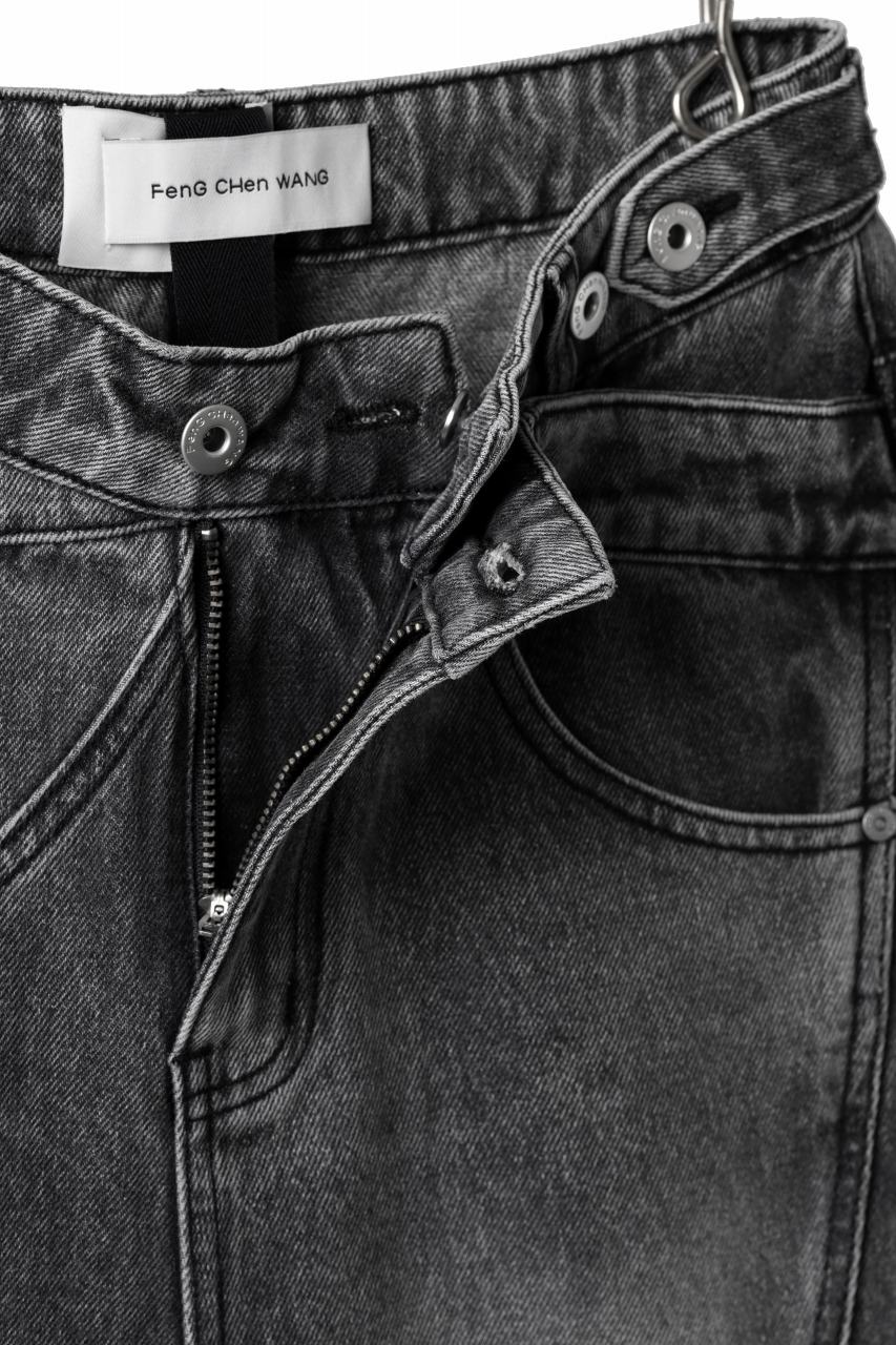Feng Chen Wang CROSS WAISTBAND STRAIGHT LEG JEANS (BLACK) - Image 23