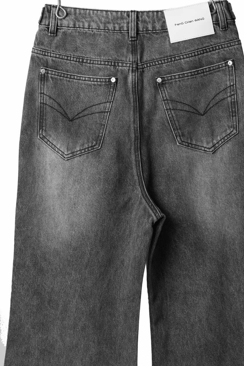 Feng Chen Wang CROSS WAISTBAND STRAIGHT LEG JEANS (BLACK) - Image 24