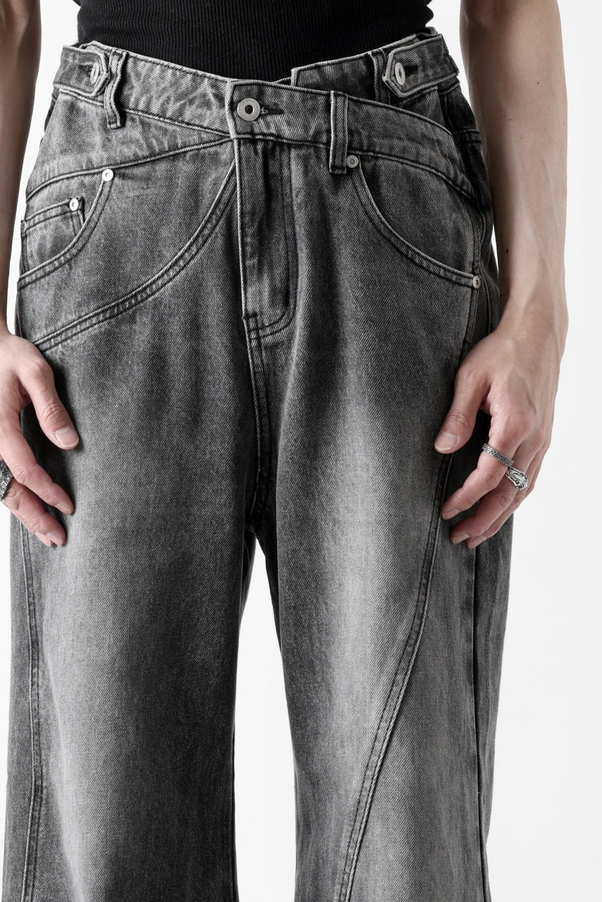 Feng Chen Wang CROSS WAISTBAND STRAIGHT LEG JEANS (BLACK) - Image 27