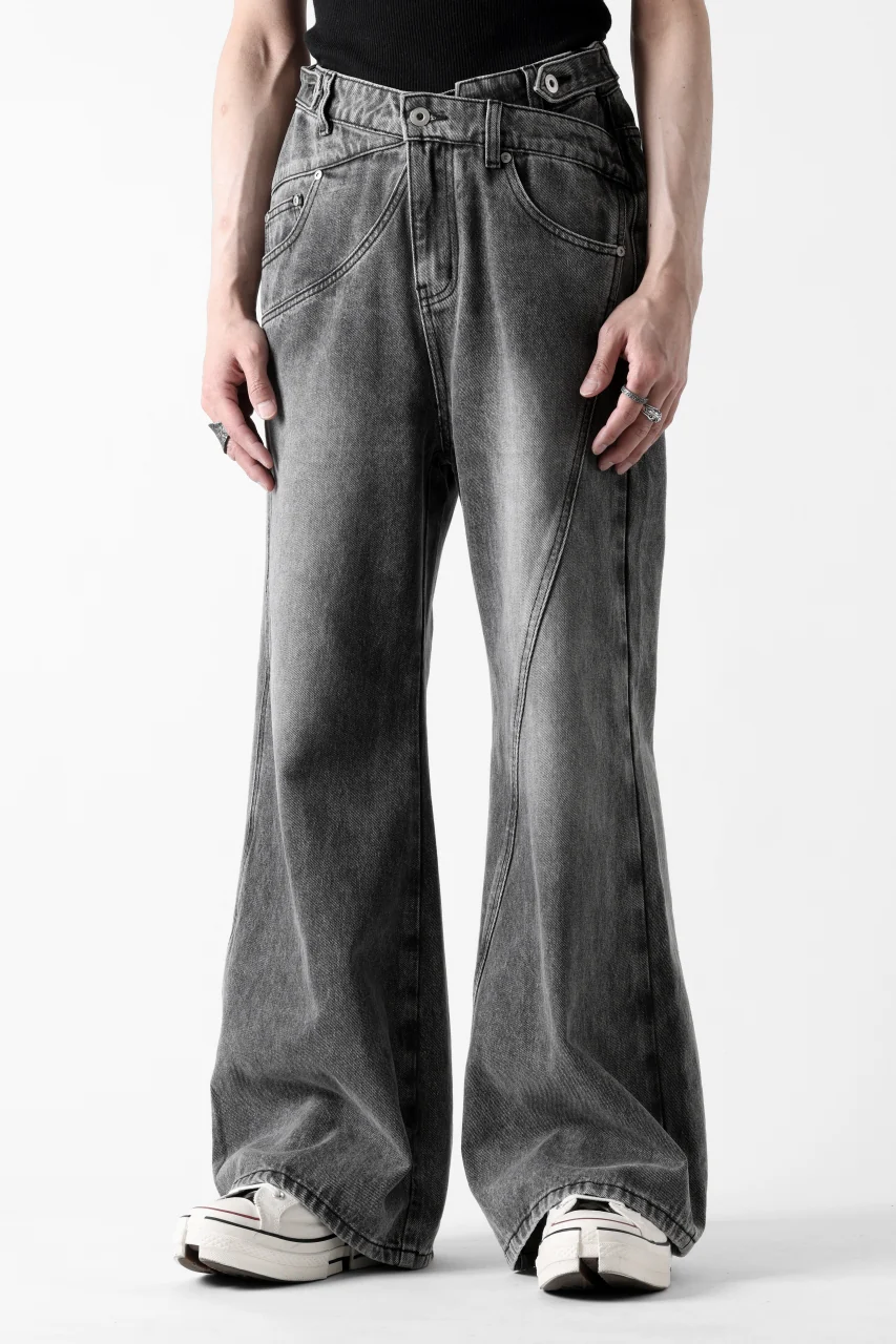 Feng Chen Wang CROSS WAISTBAND STRAIGHT LEG JEANS (BLACK) - Image 3