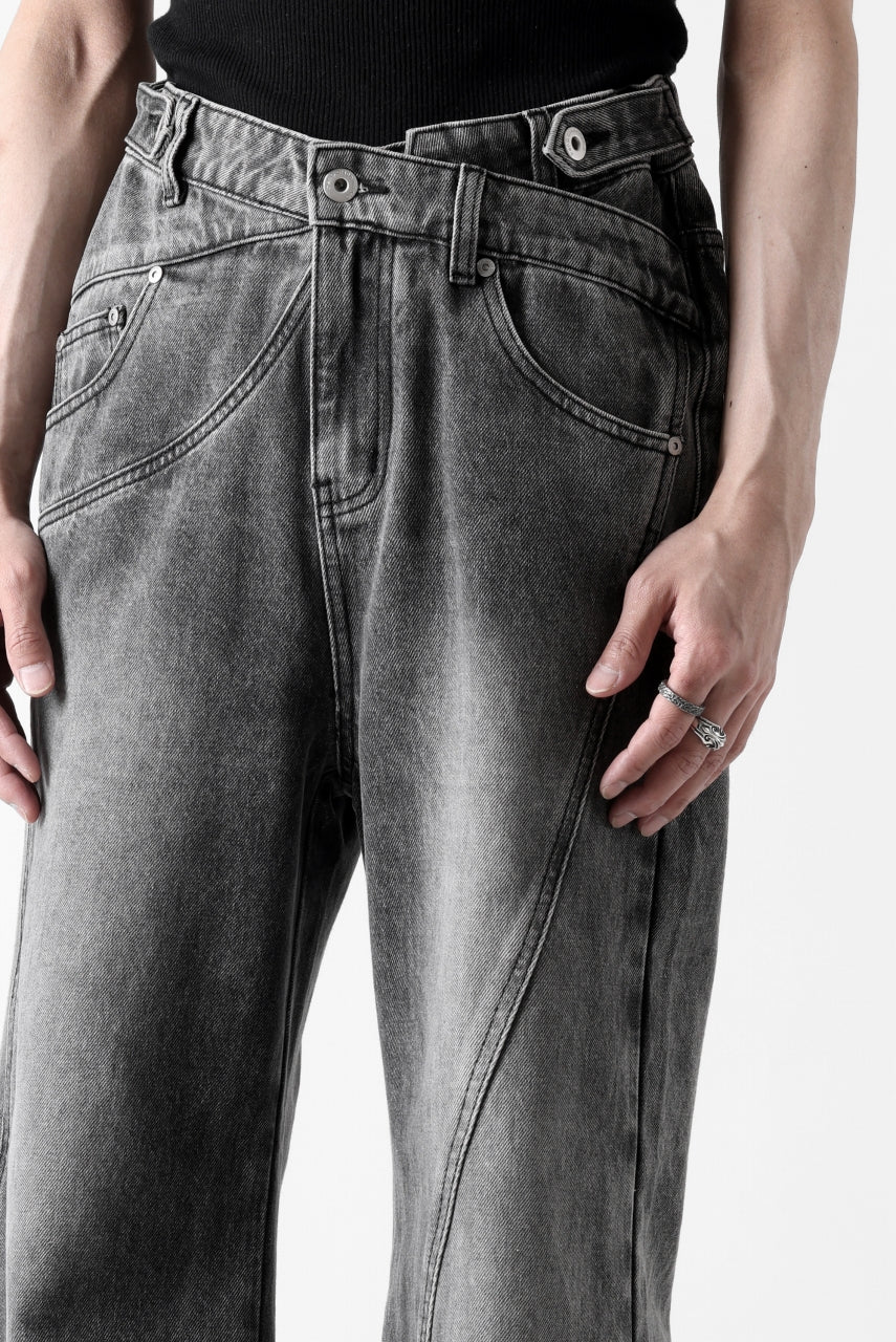 Feng Chen Wang CROSS WAISTBAND STRAIGHT LEG JEANS (BLACK) - Image 30