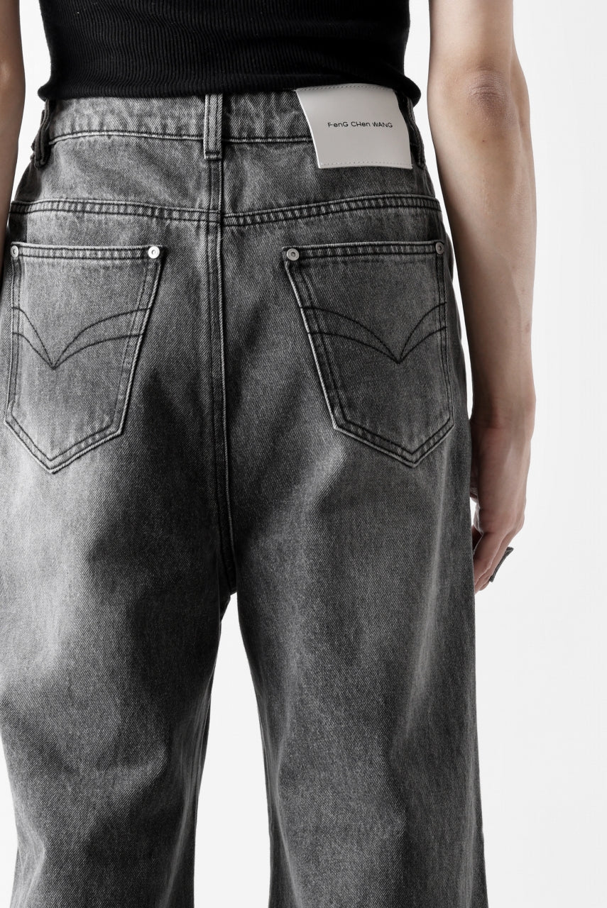 Feng Chen Wang CROSS WAISTBAND STRAIGHT LEG JEANS (BLACK) - Image 32