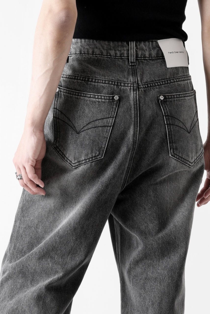 Feng Chen Wang CROSS WAISTBAND STRAIGHT LEG JEANS (BLACK) - Image 33