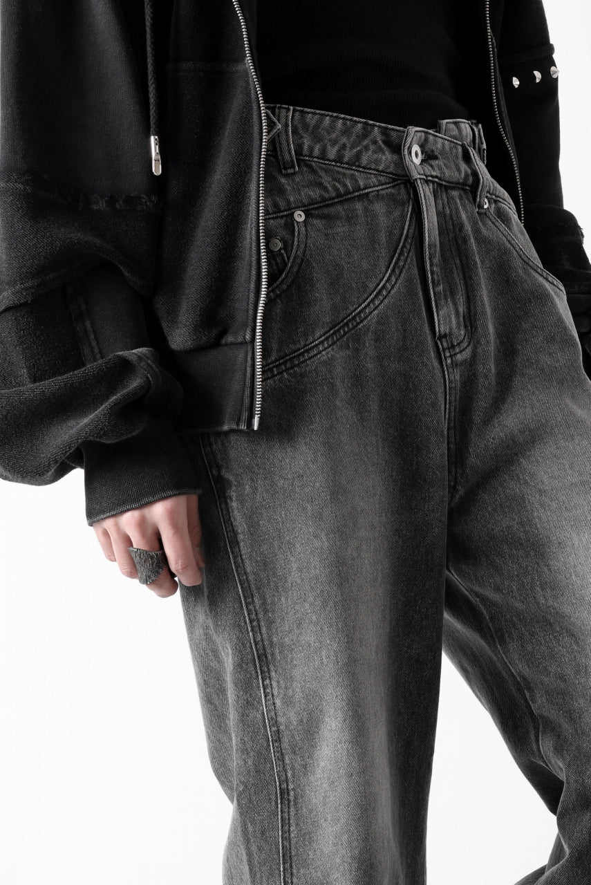 Feng Chen Wang CROSS WAISTBAND STRAIGHT LEG JEANS (BLACK) - Image 35