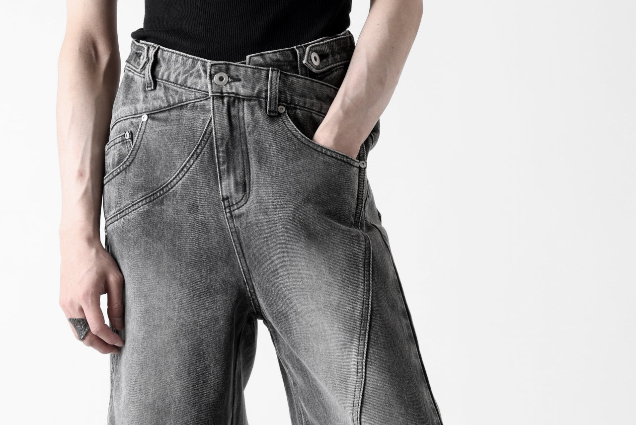 Feng Chen Wang CROSS WAISTBAND STRAIGHT LEG JEANS (BLACK) - Image 36