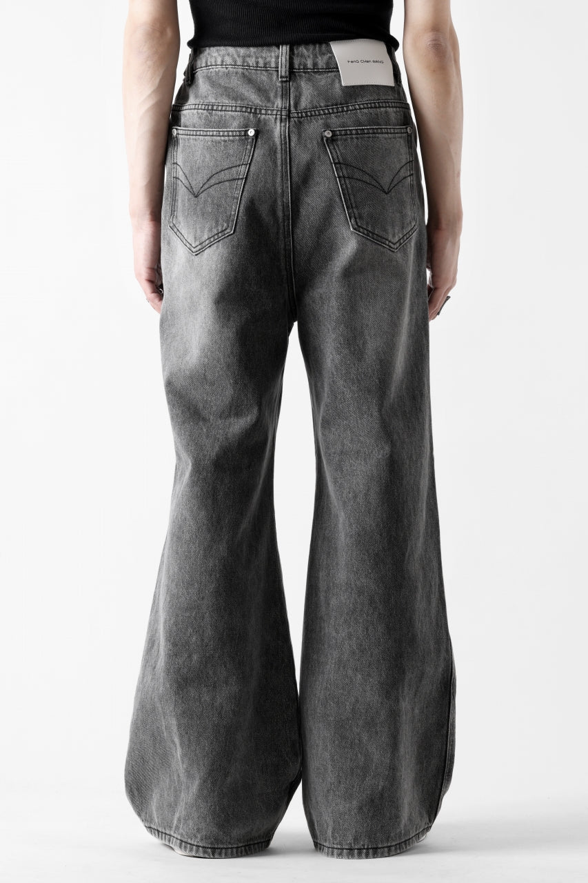 Feng Chen Wang CROSS WAISTBAND STRAIGHT LEG JEANS (BLACK) - Image 4
