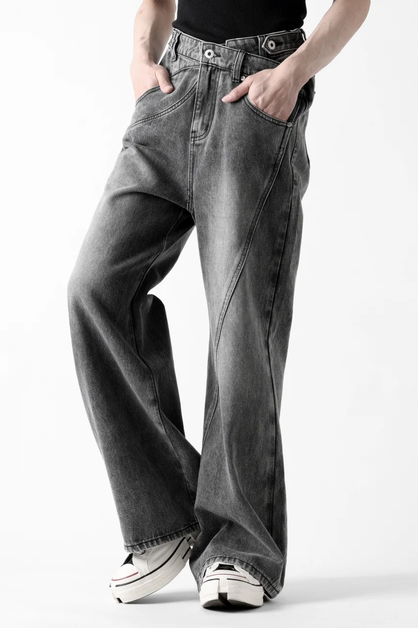 Feng Chen Wang CROSS WAISTBAND STRAIGHT LEG JEANS (BLACK) - Image 5
