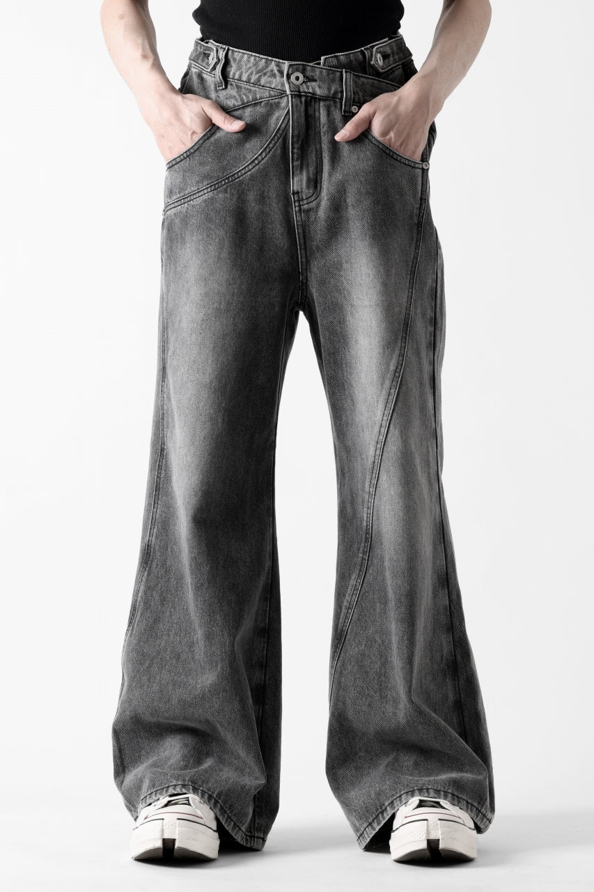 Feng Chen Wang CROSS WAISTBAND STRAIGHT LEG JEANS (BLACK) - Image 6