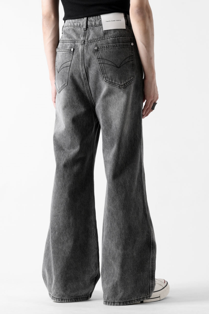 Feng Chen Wang CROSS WAISTBAND STRAIGHT LEG JEANS (BLACK) - Image 7