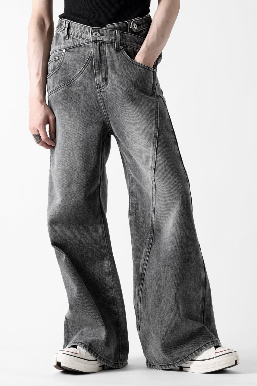 Feng Chen Wang CROSS WAISTBAND STRAIGHT LEG JEANS (BLACK) - Image 8