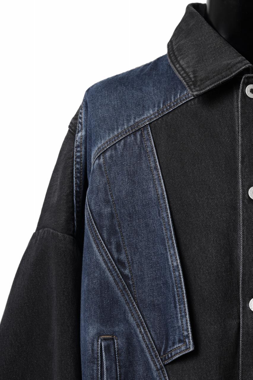 Feng Chen Wang DECONSTRUCTED DENIM JACKET (BLACK/NAVY) - Image 10
