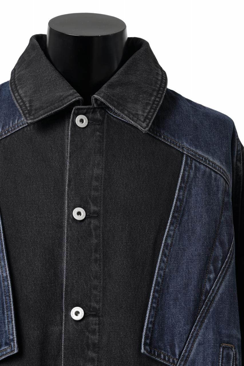 Feng Chen Wang DECONSTRUCTED DENIM JACKET (BLACK/NAVY) - Image 11