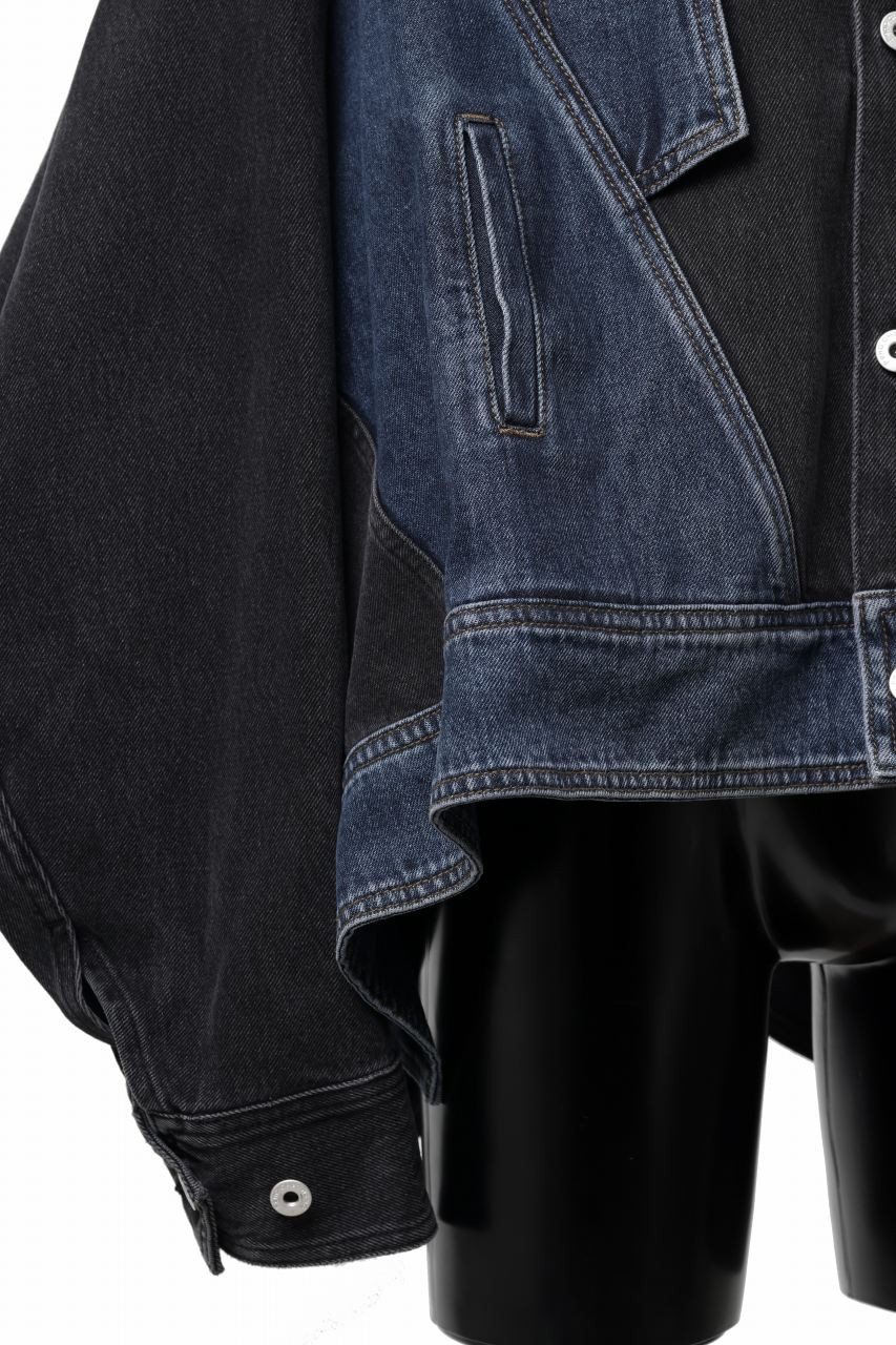 Feng Chen Wang DECONSTRUCTED DENIM JACKET (BLACK/NAVY) - Image 12