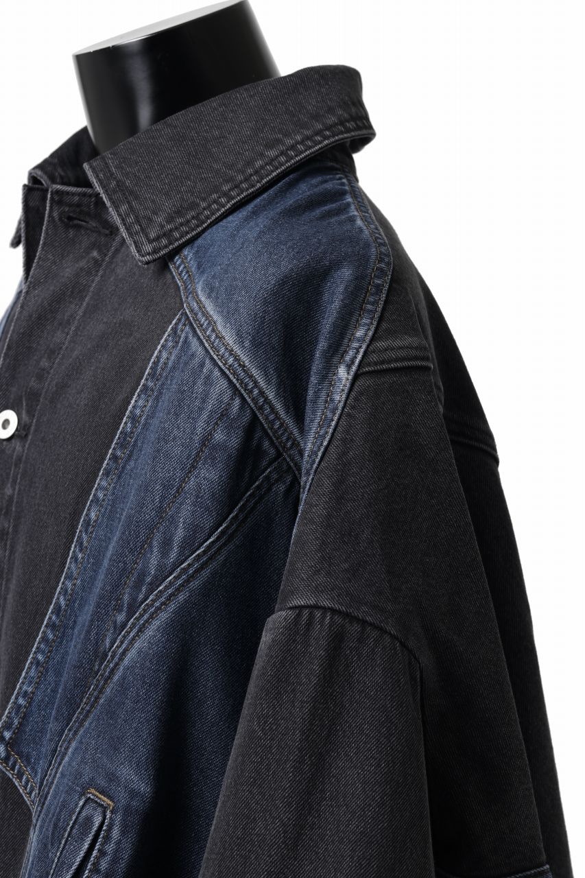 Feng Chen Wang DECONSTRUCTED DENIM JACKET (BLACK/NAVY) - Image 15
