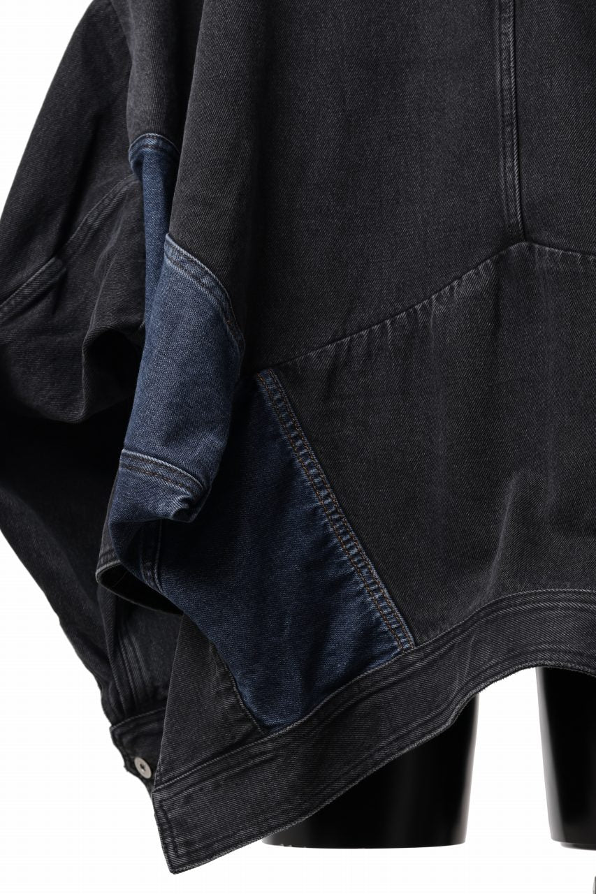 Feng Chen Wang DECONSTRUCTED DENIM JACKET (BLACK/NAVY) - Image 18