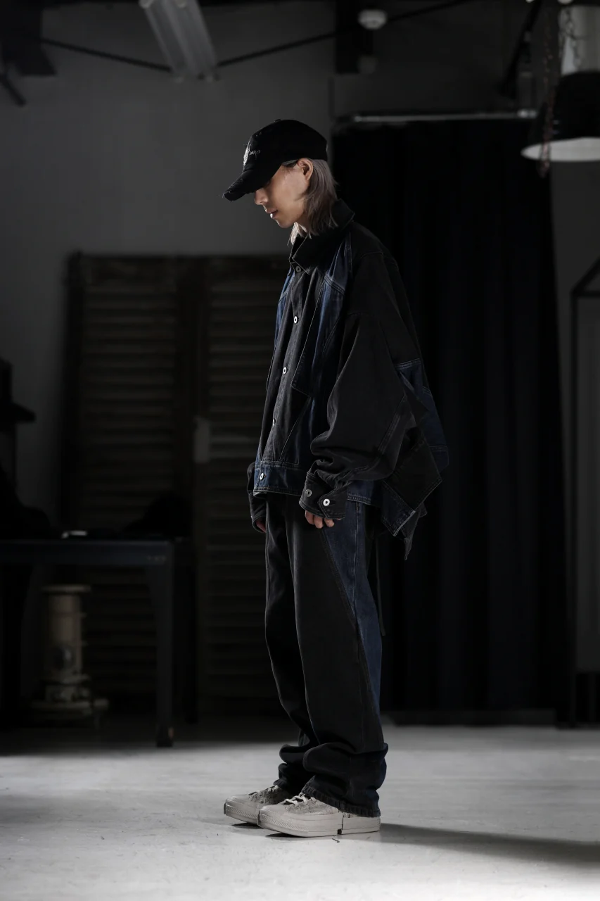 Feng Chen Wang DECONSTRUCTED DENIM JACKET (BLACK/NAVY) - Image 22
