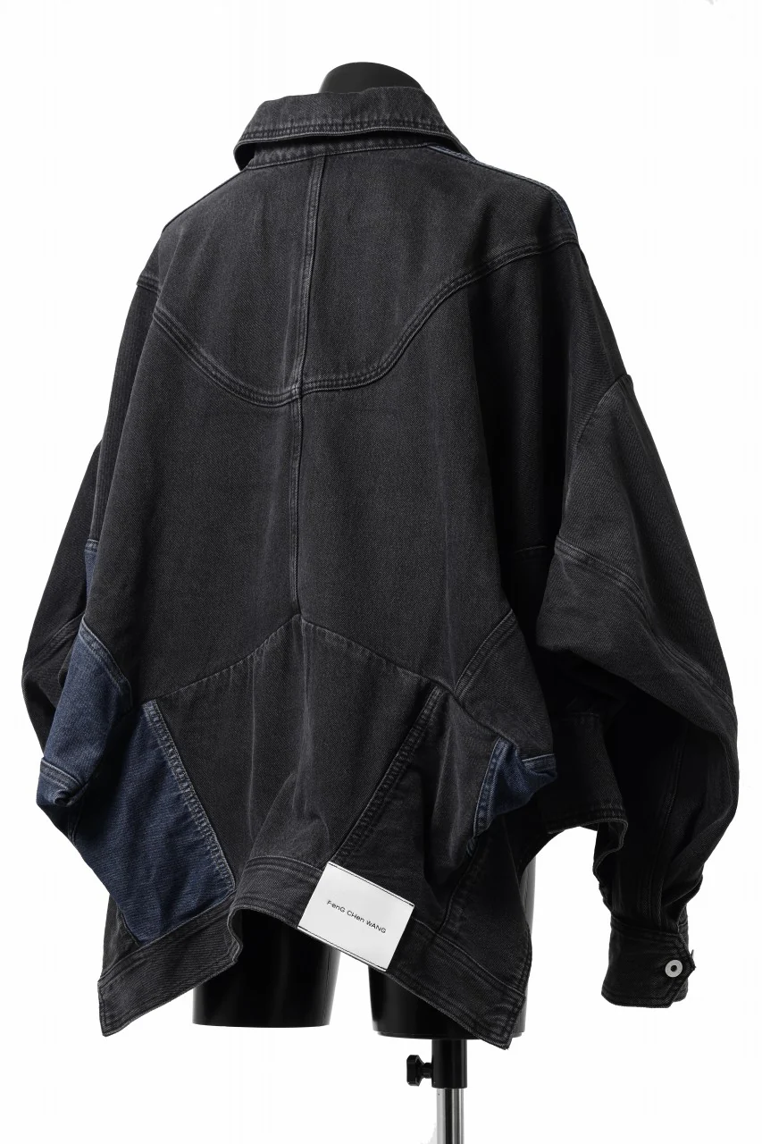 Feng Chen Wang DECONSTRUCTED DENIM JACKET (BLACK/NAVY) - Image 7