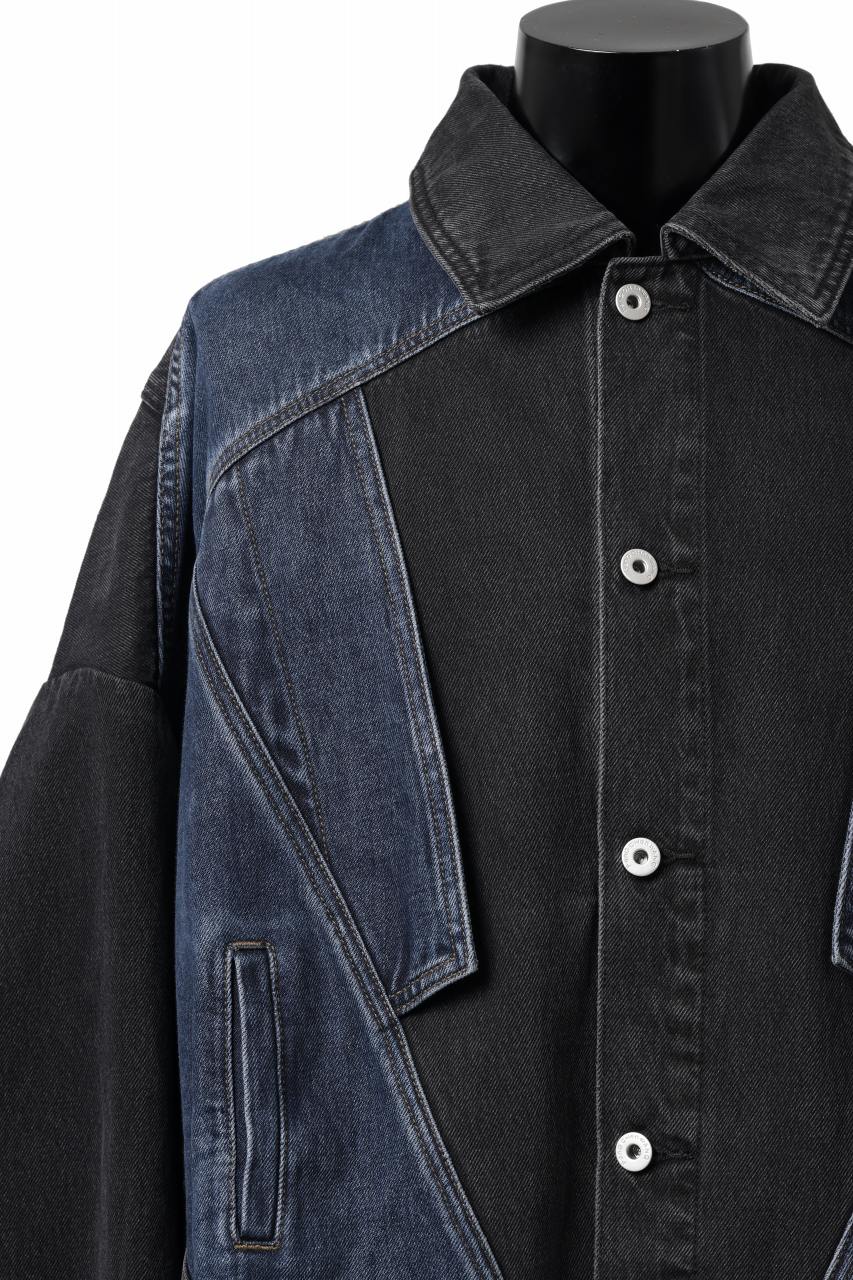 Feng Chen Wang DECONSTRUCTED DENIM JACKET (BLACK/NAVY) - Image 9