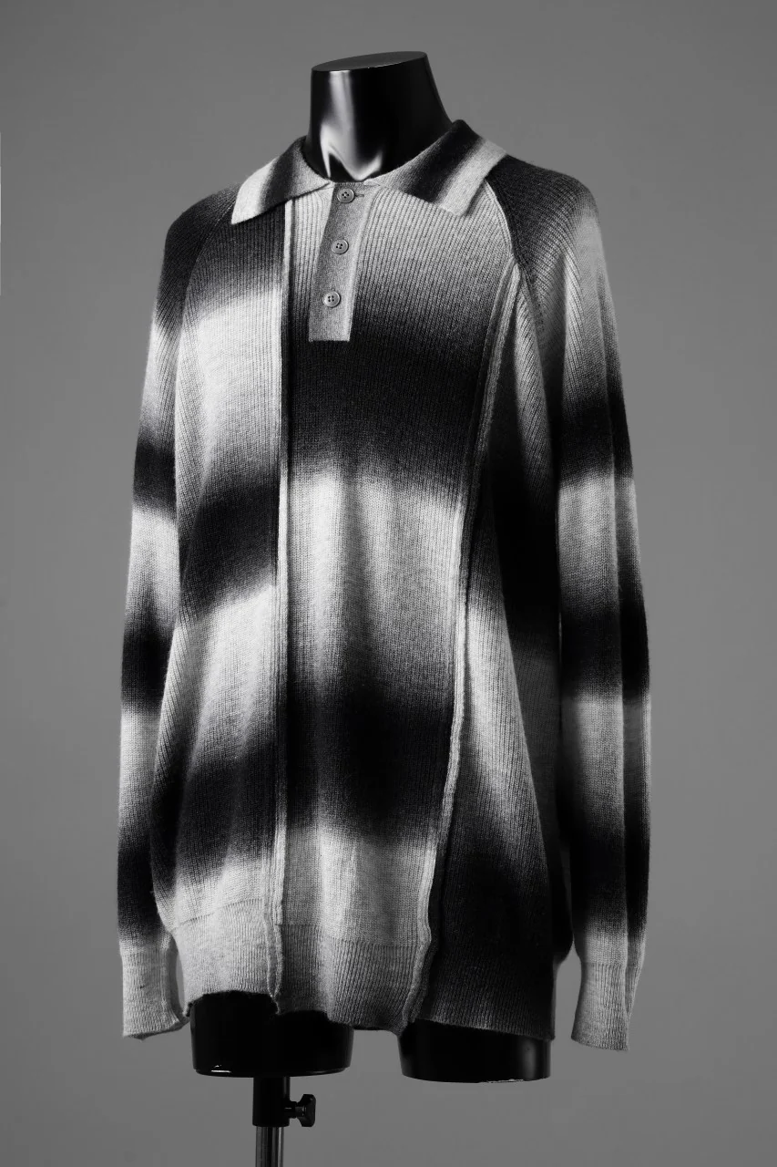 Feng Chen Wang DECONSTRUCTED GRADIENT KNIT-POLO (GREY TONE/MULTI) - Image 2