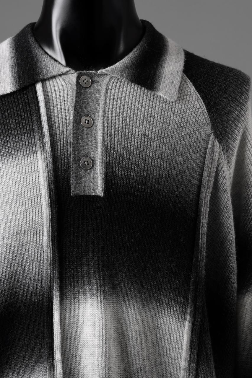 Feng Chen Wang DECONSTRUCTED GRADIENT KNIT-POLO (GREY TONE/MULTI) - Image 6