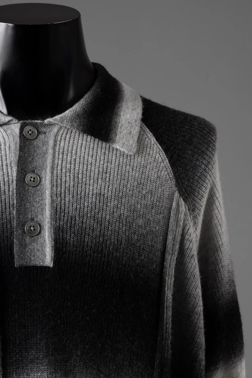 Feng Chen Wang DECONSTRUCTED GRADIENT KNIT-POLO (GREY TONE/MULTI) - Image 7