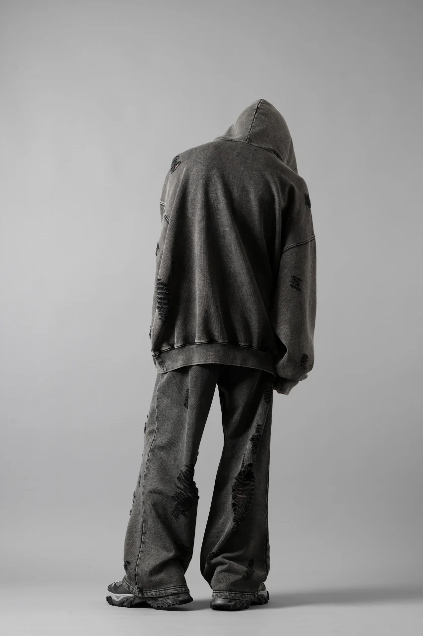 Feng Chen Wang GREY RIPPED JERSEY SWEATPANTS (GREY) - Image 16