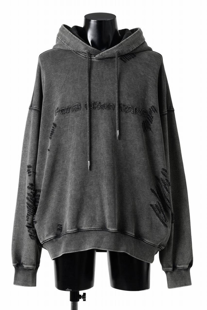 Feng Chen Wang GREY RIPPED JERSY HOODIE (GREY)
