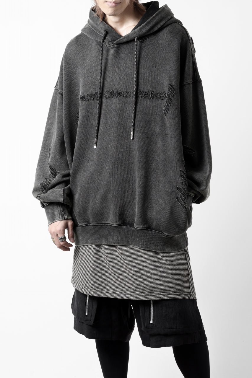 Feng Chen Wang GREY RIPPED JERSY HOODIE (GREY) - Image 12