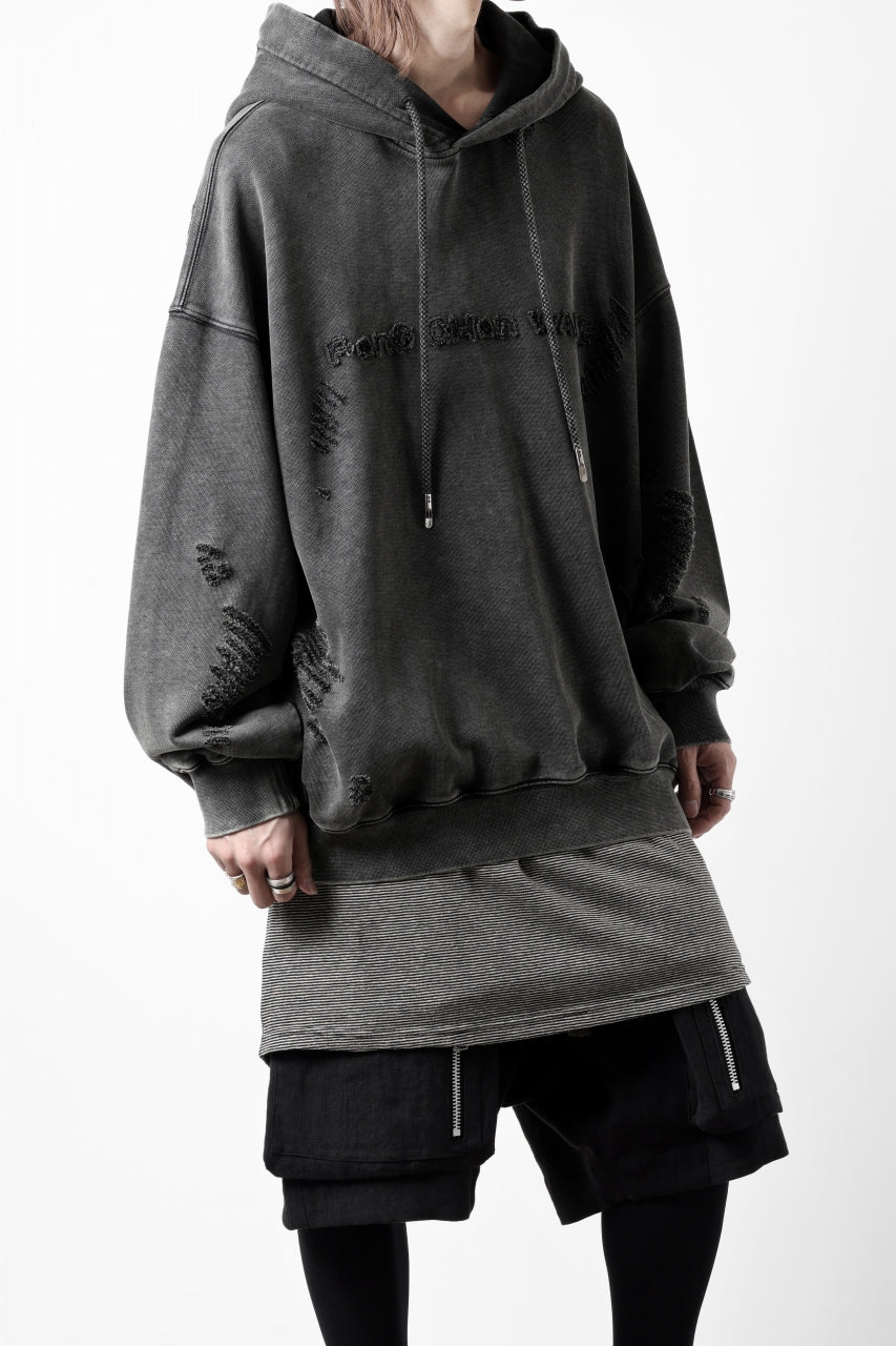 Feng Chen Wang GREY RIPPED JERSY HOODIE (GREY) - Image 13