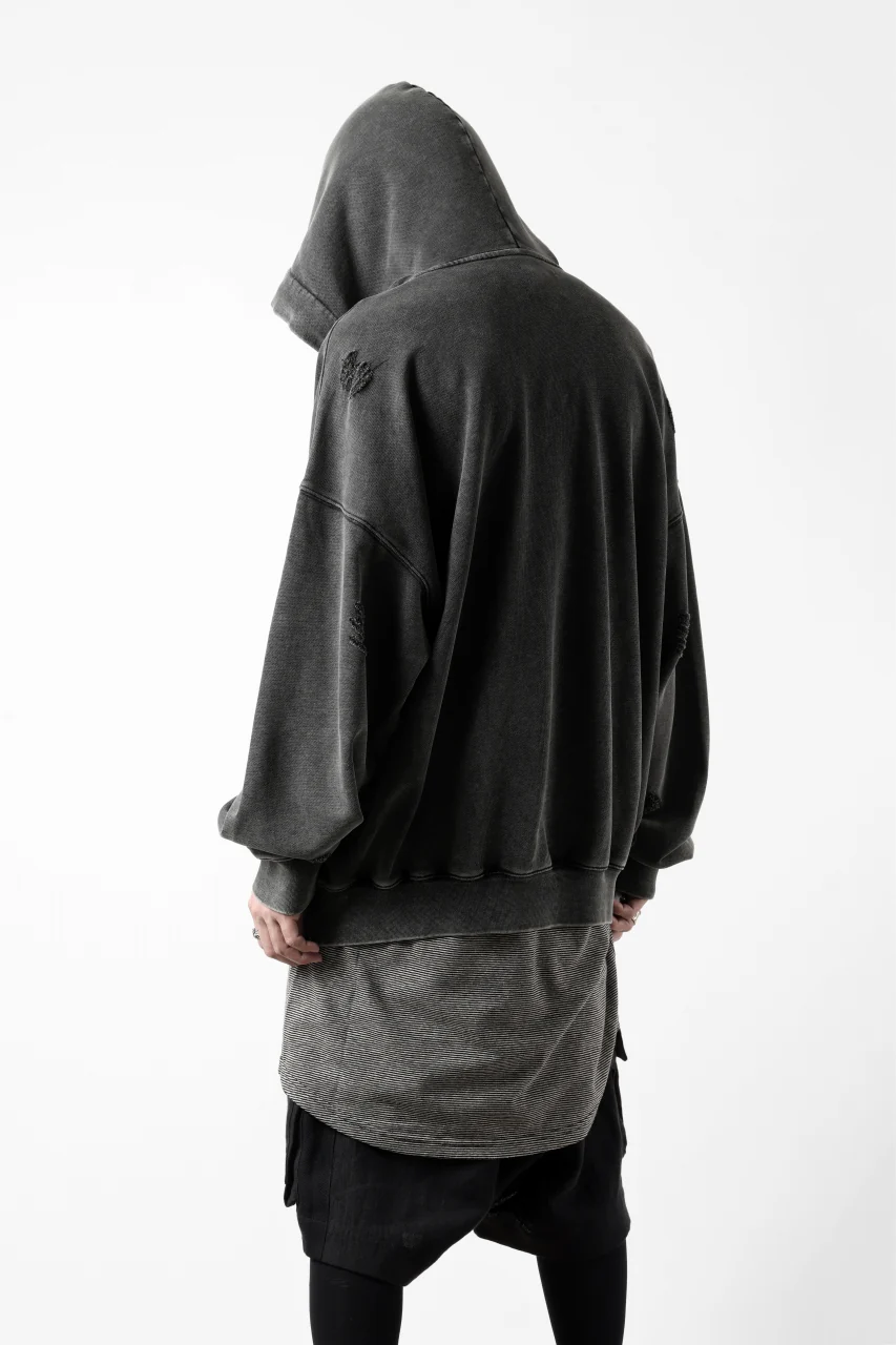 Feng Chen Wang GREY RIPPED JERSY HOODIE (GREY) - Image 15