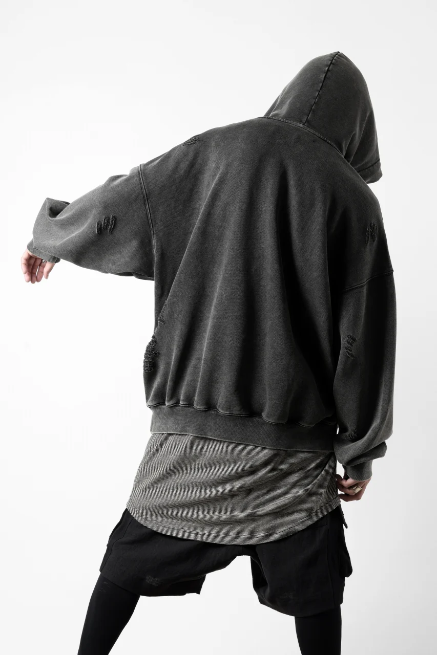 Feng Chen Wang GREY RIPPED JERSY HOODIE (GREY) - Image 17