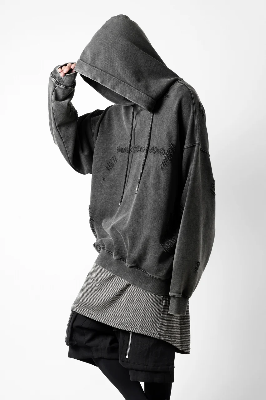 Feng Chen Wang GREY RIPPED JERSY HOODIE (GREY) - Image 18