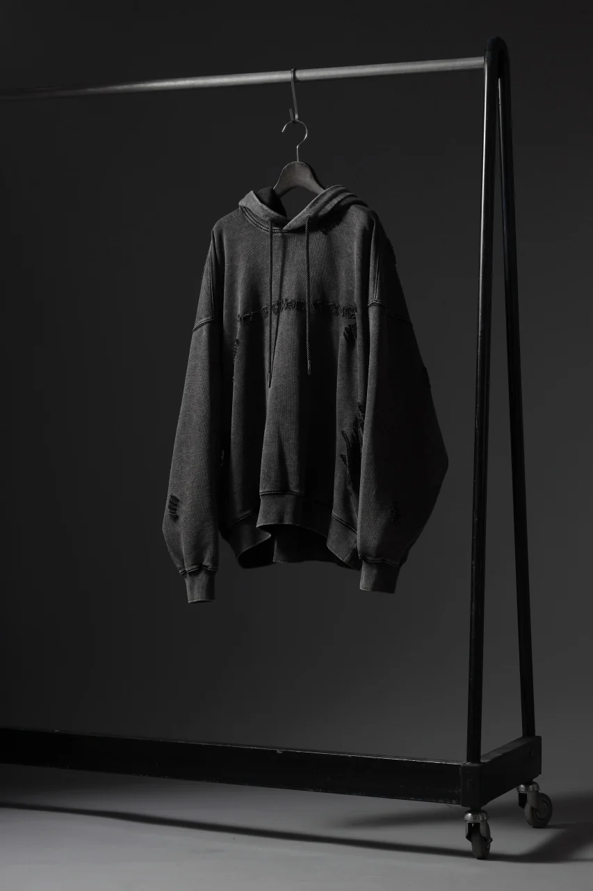 Feng Chen Wang GREY RIPPED JERSY HOODIE (GREY) - Image 45