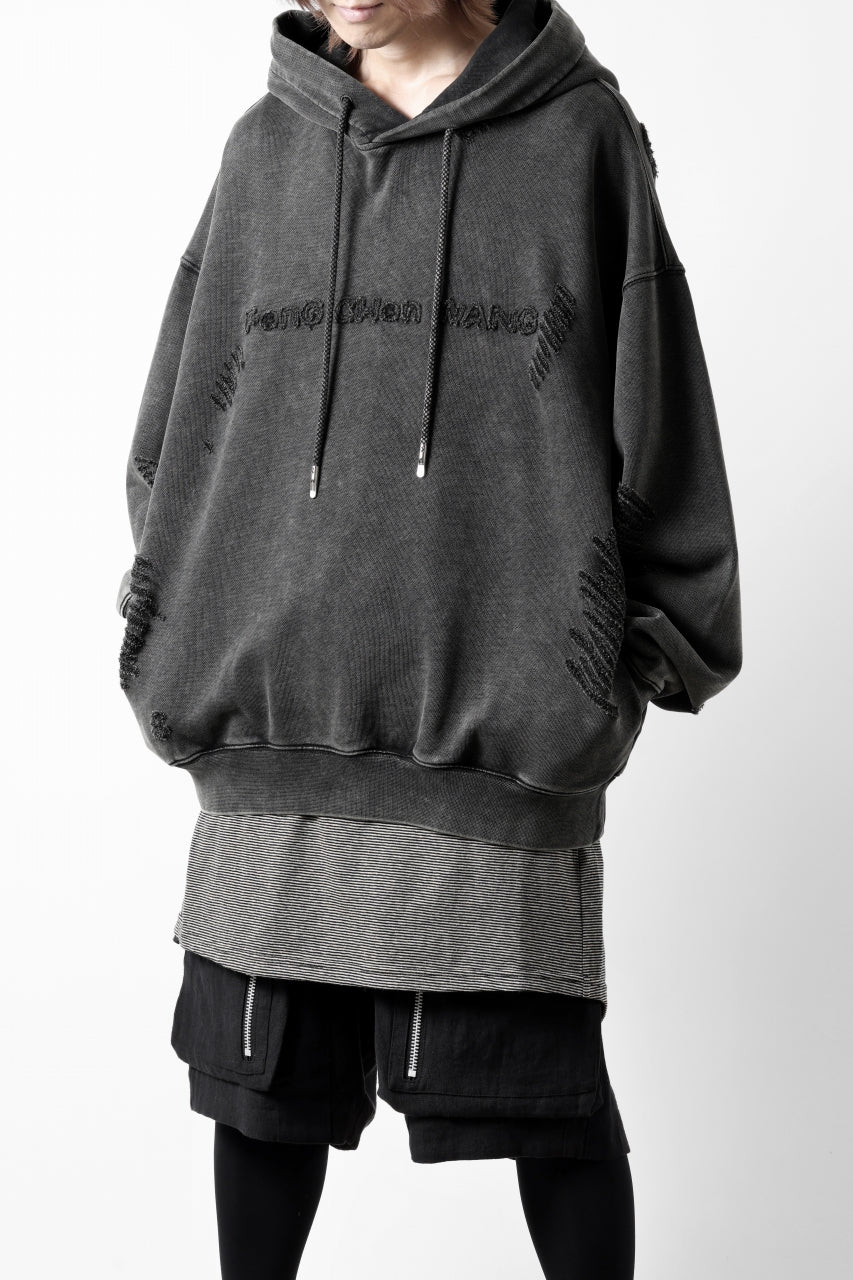 Feng Chen Wang GREY RIPPED JERSY HOODIE (GREY) - Image 5