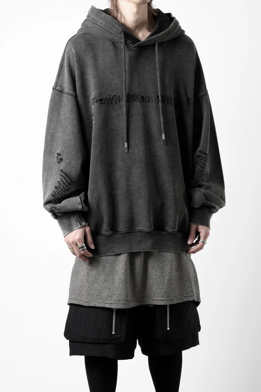 Feng Chen Wang GREY RIPPED JERSY HOODIE (GREY) - Image 8