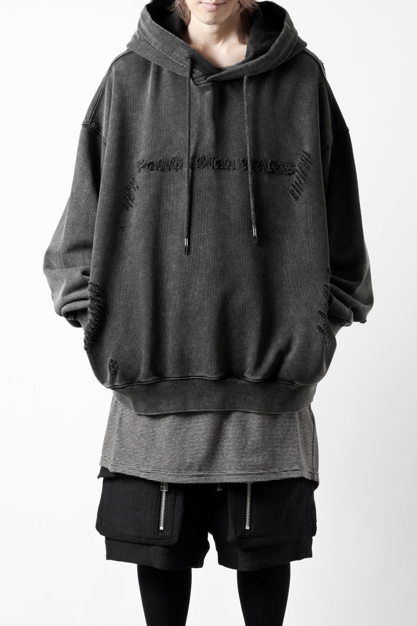 Feng Chen Wang GREY RIPPED JERSY HOODIE (GREY) - Image 9