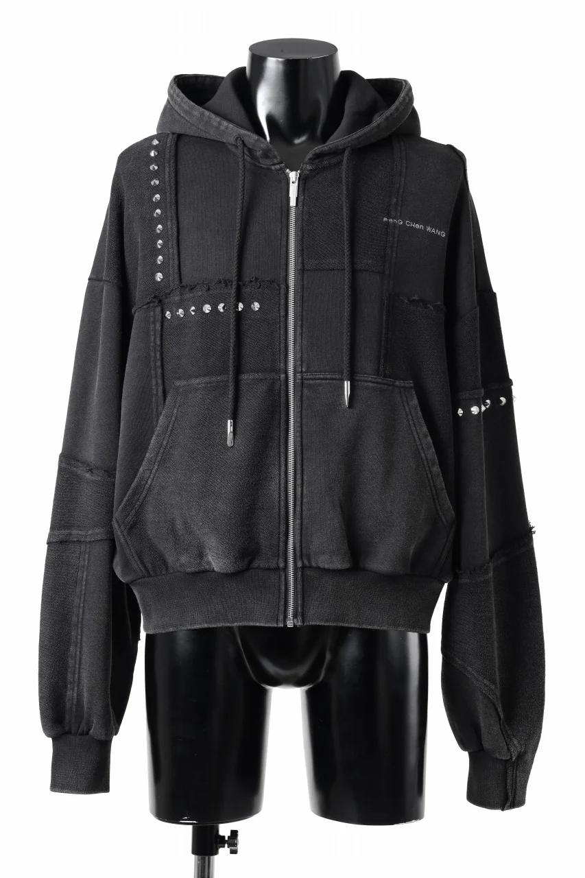 Feng Chen Wang PANELLED FULL ZIP HOODIE (BLACK)
