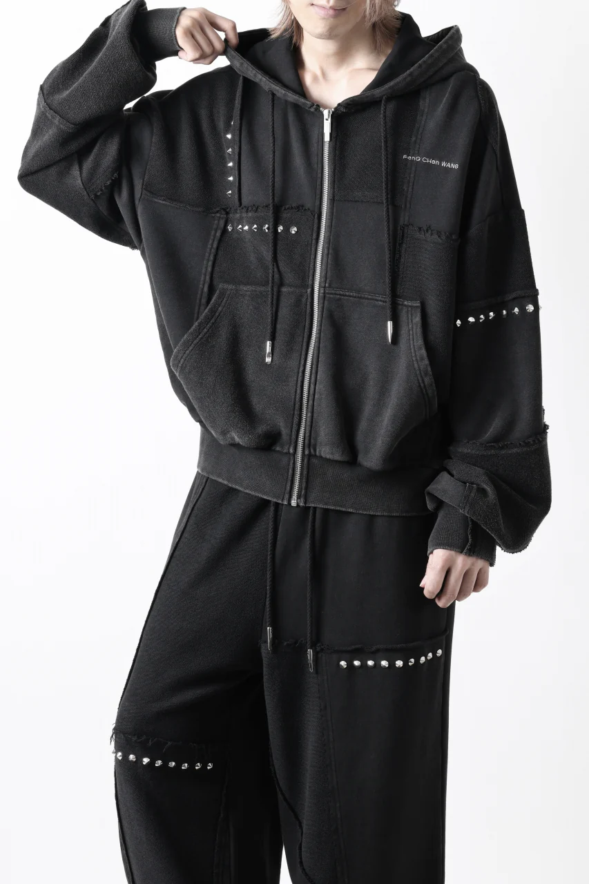 Feng Chen Wang PANELLED FULL ZIP HOODIE (BLACK) - Image 15